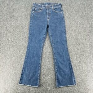 AG Farrah Boot Crop Jeans Womens 24 High Rise Flare Raw Hem Blue Made USA